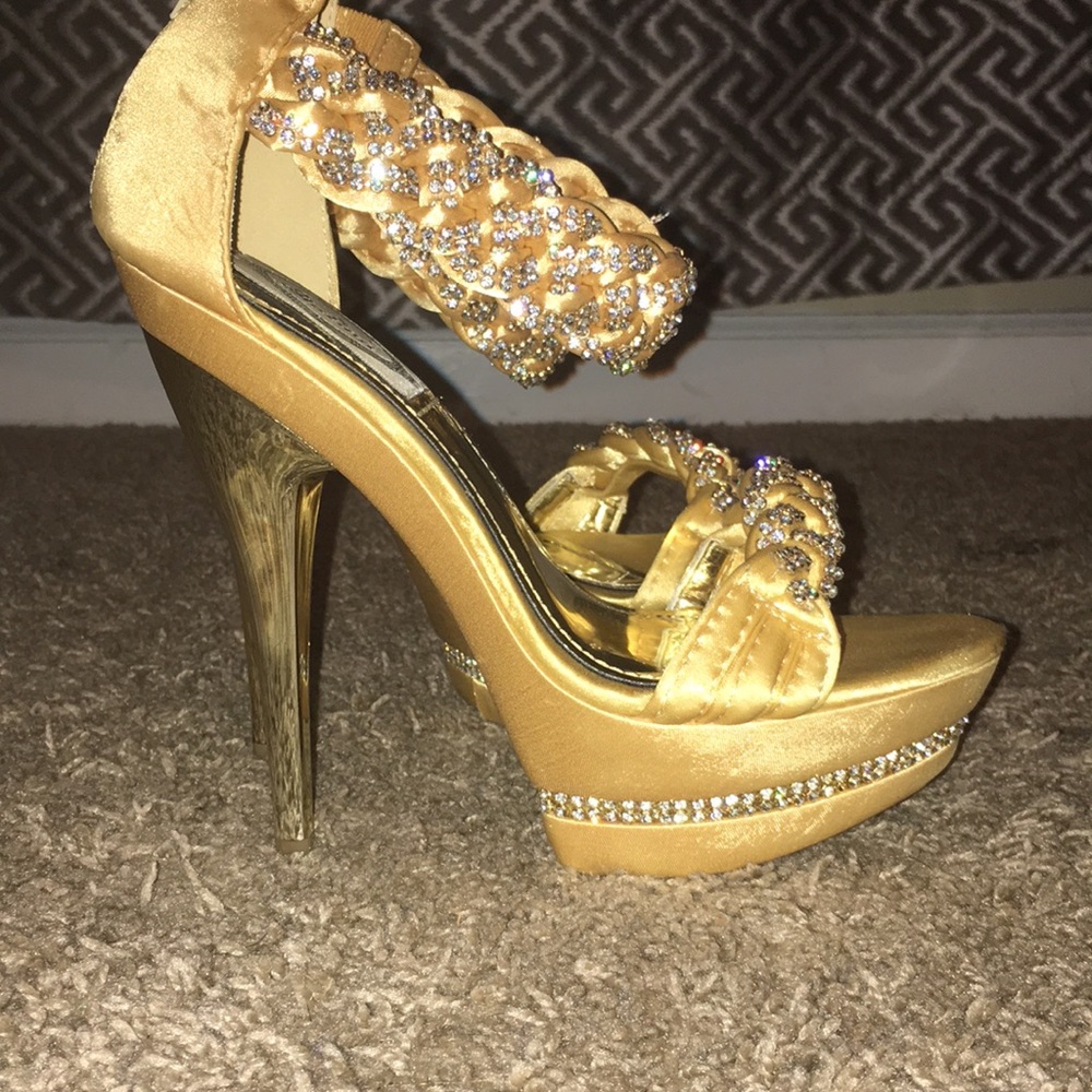 Gold Rhinestone Heels - Picture 2 of 3